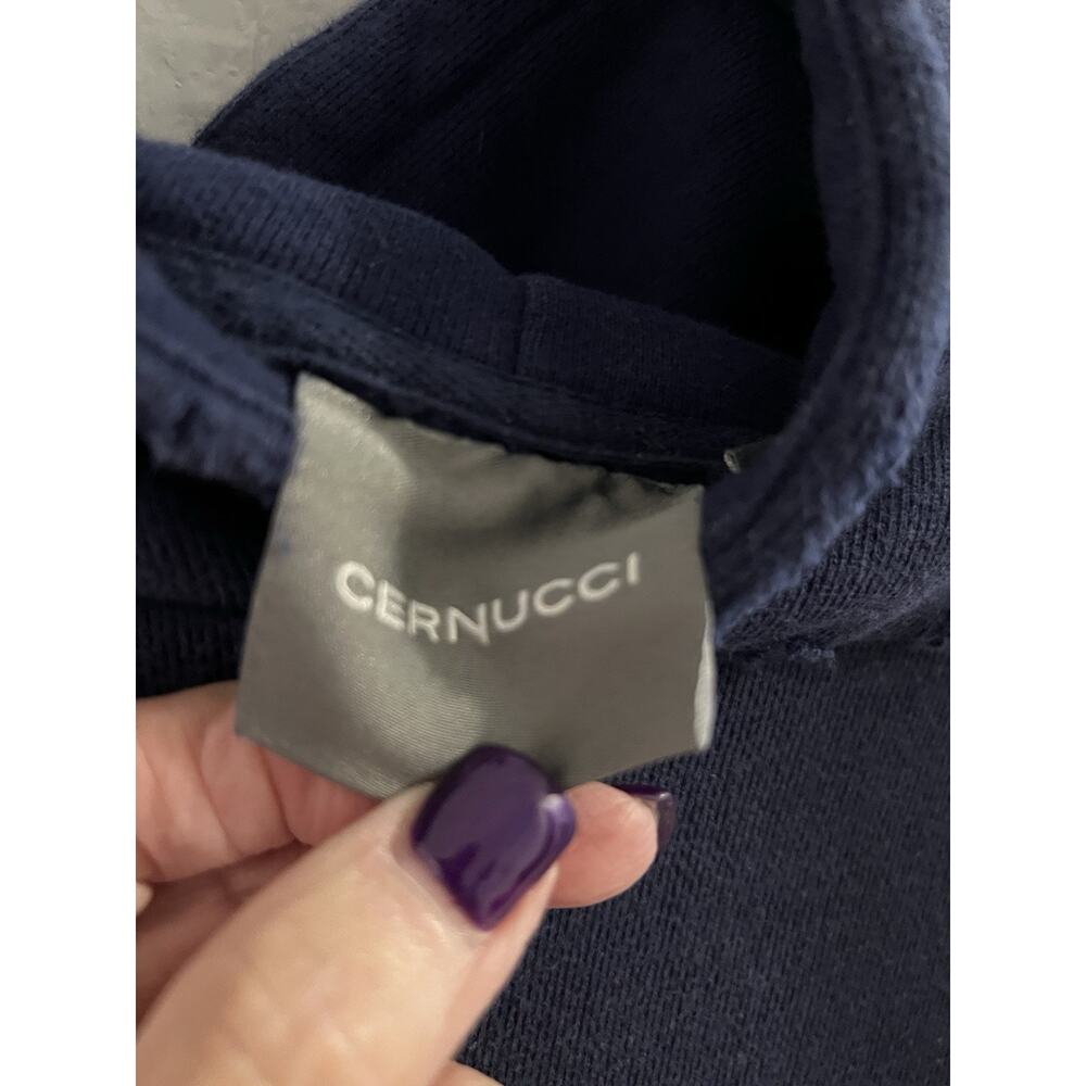 Cernucci Blue Logo Cropped Hoodie Kanga Pockets Distressed Sz M - Picture 7 of 9